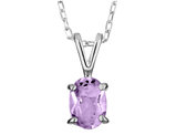 8x6mm Amethyst Pendant Necklace in Sterling Silver with Chain